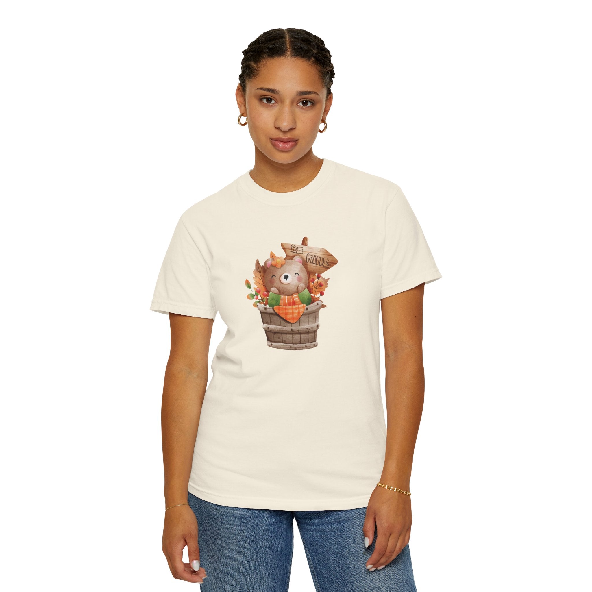 Be Kind Autumn Bear Comfort Colors Shirt | Fall Graphic Tee | Cozy Vintage Aesthetic Women's T-Shirt