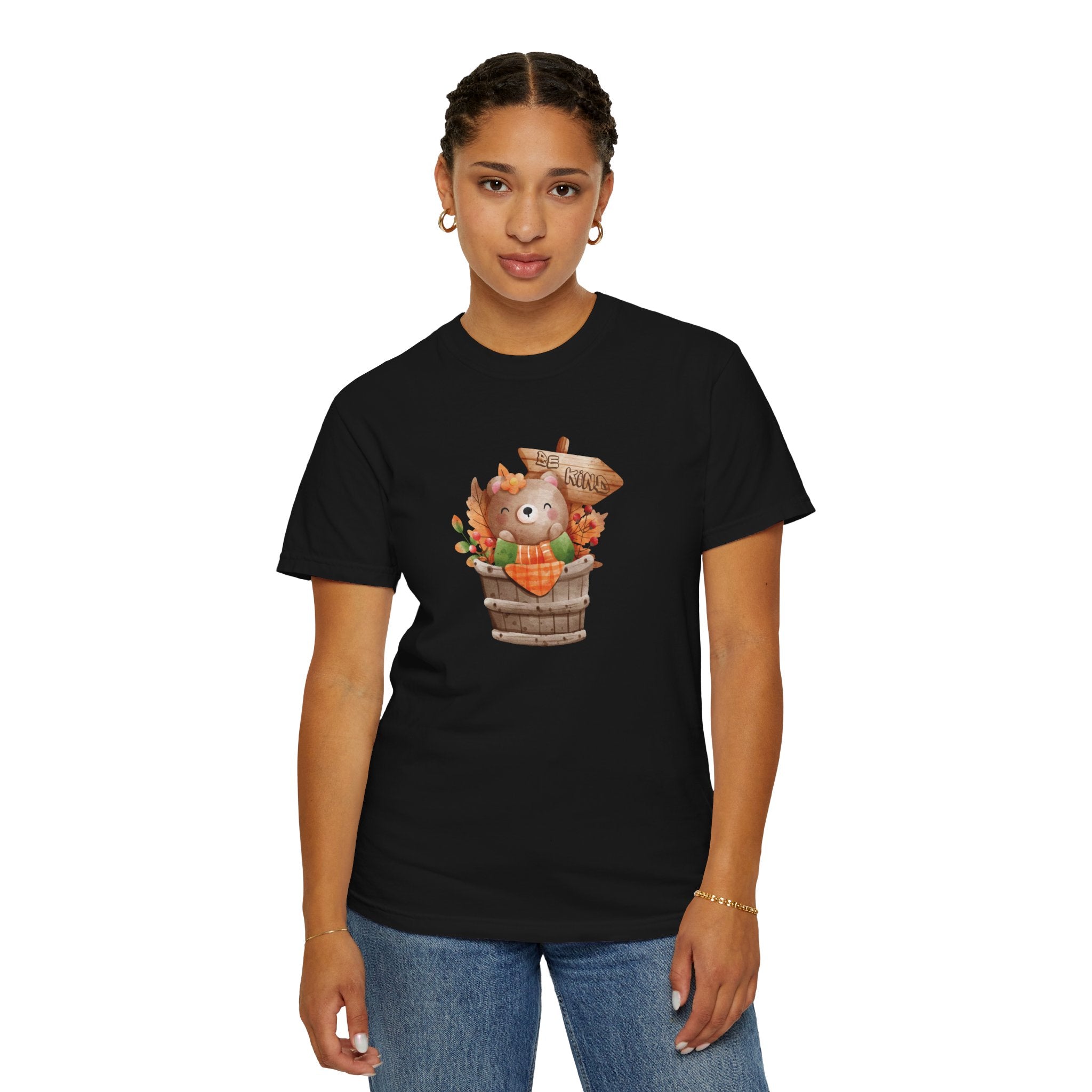 Be Kind Autumn Bear Comfort Colors Shirt | Fall Graphic Tee | Cozy Vintage Aesthetic Women's T-Shirt