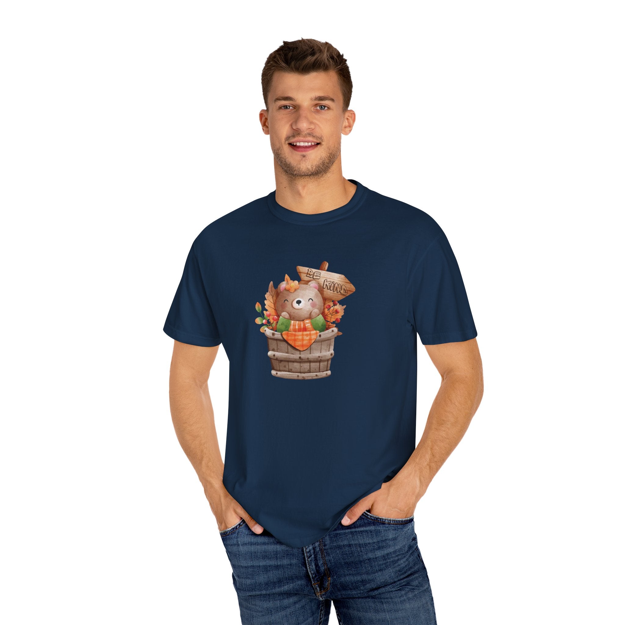 Be Kind Autumn Bear Comfort Colors Shirt | Fall Graphic Tee | Cozy Vintage Aesthetic Men's T-Shirt