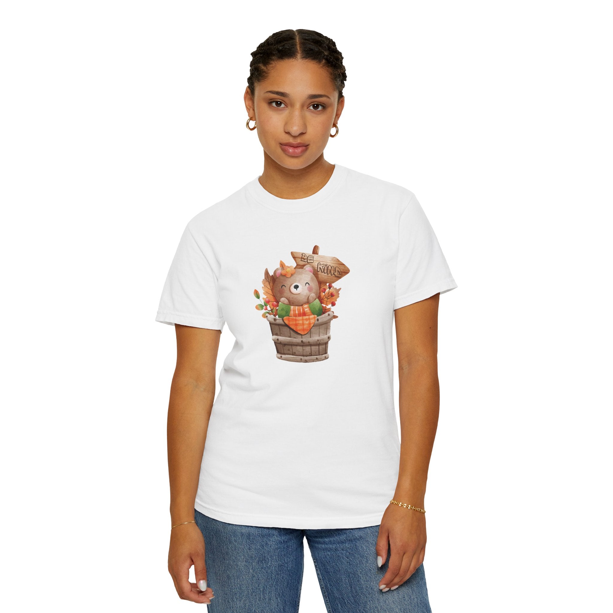 Be Kind Autumn Bear Comfort Colors Shirt | Fall Graphic Tee | Cozy Vintage Aesthetic Women's T-Shirt