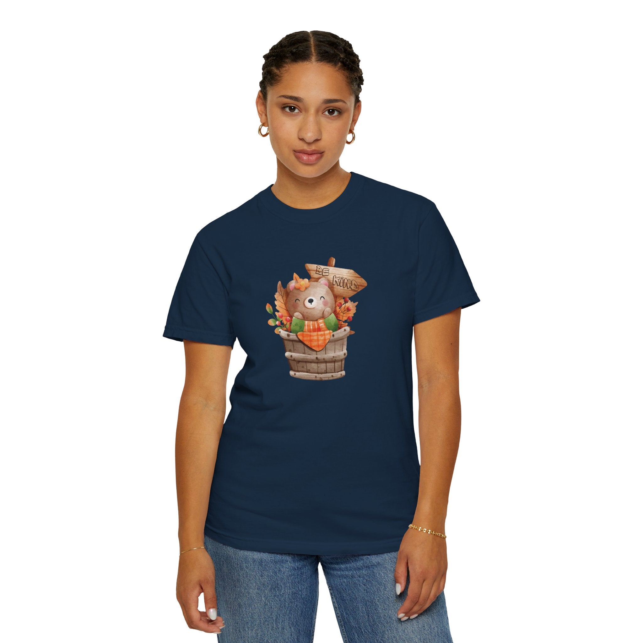 Be Kind Autumn Bear Comfort Colors Shirt | Fall Graphic Tee | Cozy Vintage Aesthetic Women's T-Shirt