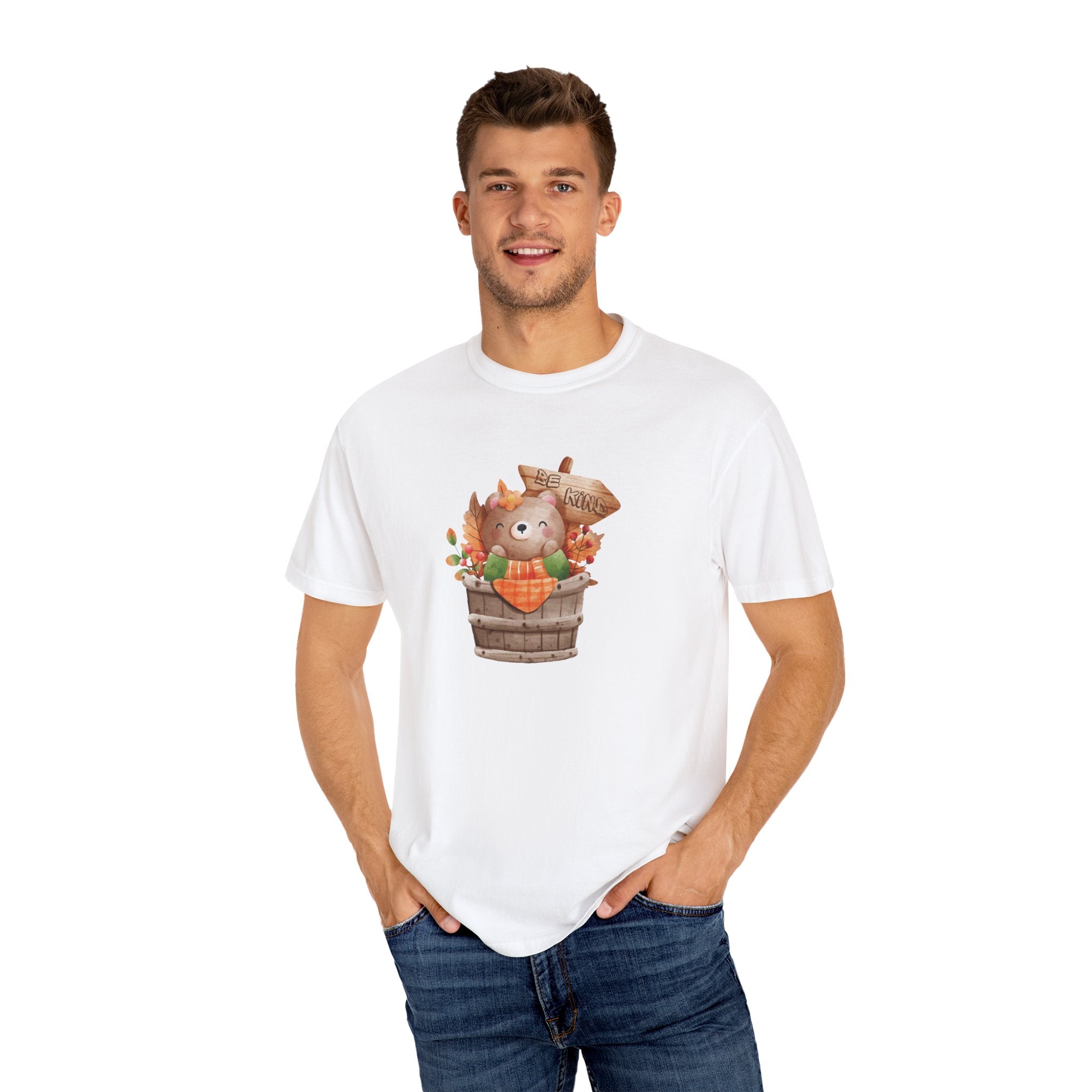 Be Kind Autumn Bear Comfort Colors Shirt | Fall Graphic Tee | Cozy Vintage Aesthetic Men's T-Shirt