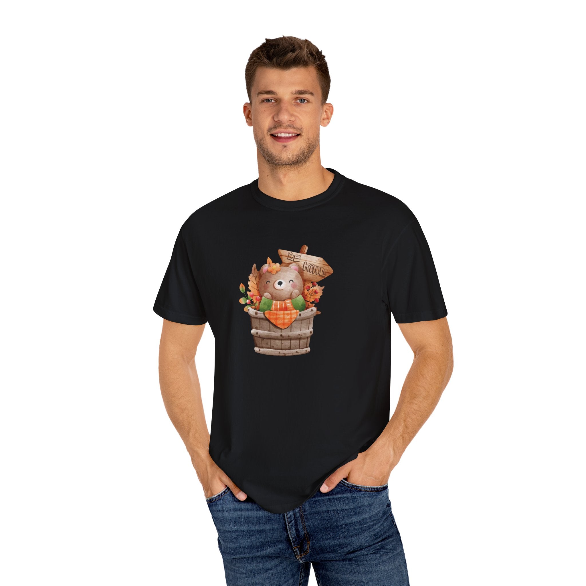 Be Kind Autumn Bear Comfort Colors Shirt | Fall Graphic Tee | Cozy Vintage Aesthetic Men's T-Shirt